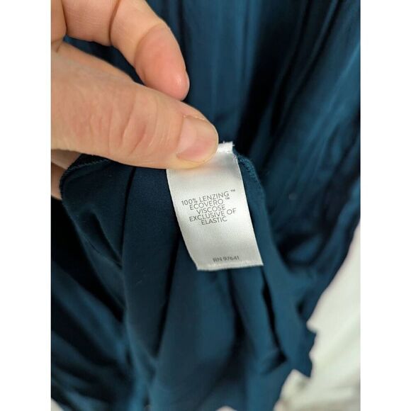 J. Jill Surplice Midi Dress women's size 4x turquoise elastic ruffle coastal - Picture 6 of 8